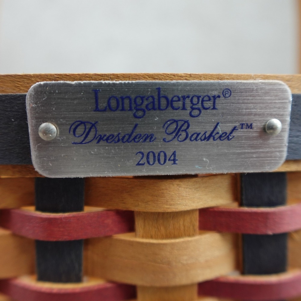 Longaberger 2004 Dresden Basket Set Patriotic Flag Liner Lid Protector Red Blue - Picture 2 of 13